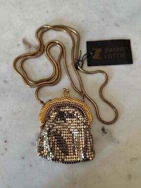 Jeanne Lottie Gold Sequin Mini Pouch Crossbody Bag